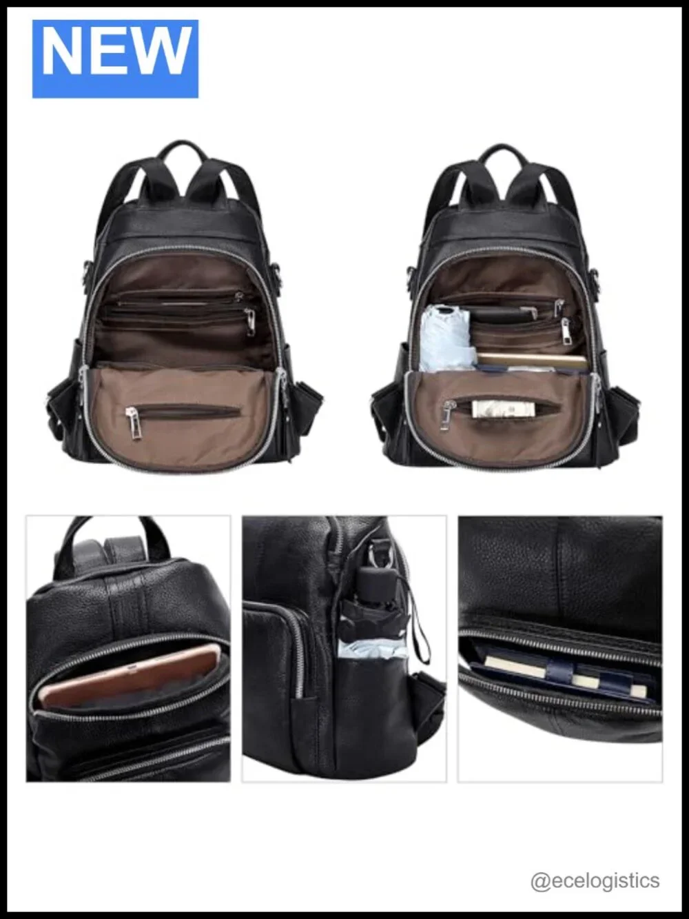 Genuine Leather Convertible Daypack Backpack Women Anti-theft Travel Work